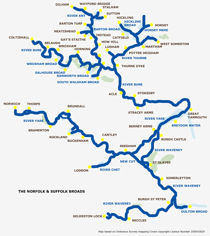 Norfolk Broads Map Of Rivers
